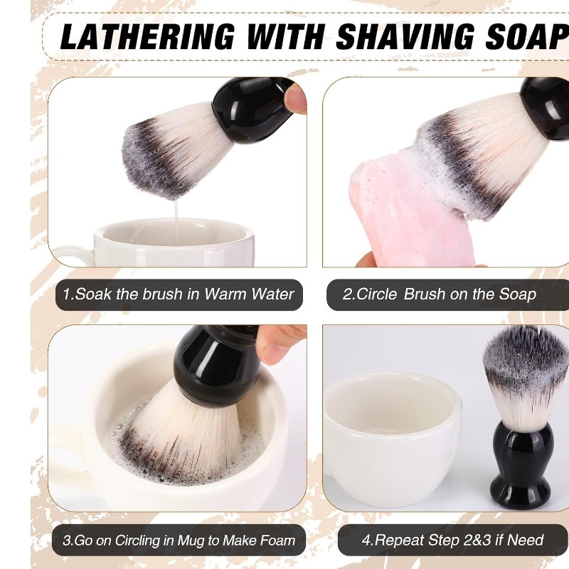 1Pcs Beard Shaving Brush, Wood - Soap Making Tools recension och pris